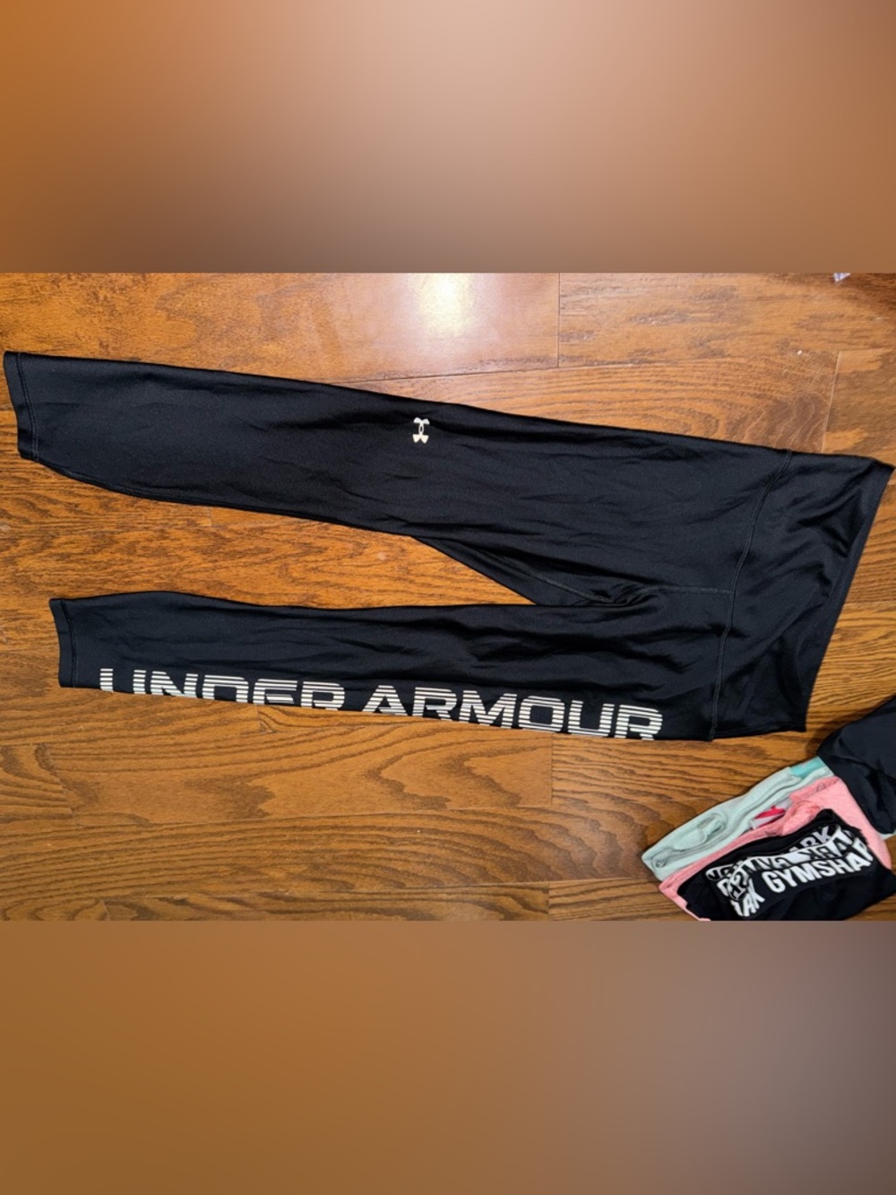 Under Armour Black Leggings with White Logo and Branding